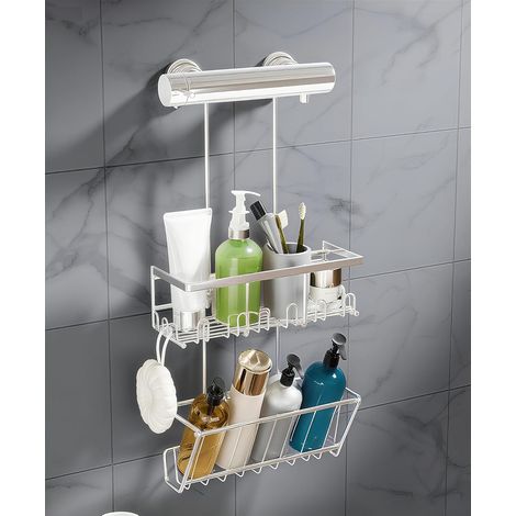 Étagère de douche sans perçage, Etagere douche a suspendre - Support double, crochets (1/3)