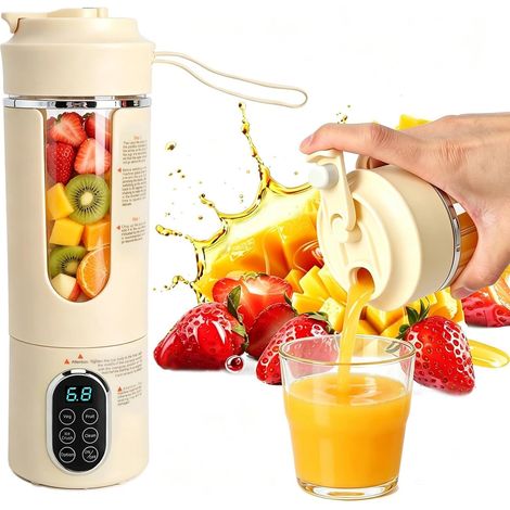 700ML Blender Smoothie, Blender Mixeur Portable Mixeur Blender avec 12 Lames Inox, Mini Blender Rechargeable Type-C, 4 Vitesses, Gourde Mixeur pour Shakes, Bureau, Sport, Voyage (1/5)