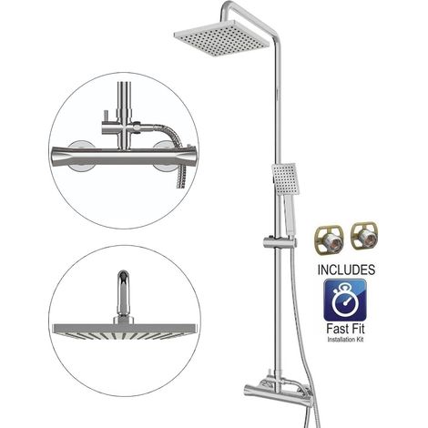 Gainsborough Bathroom Thermostatic Mixer Shower Square Twin Head + FFK Aqualisa (1/5)