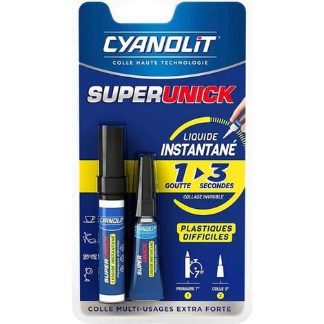 Colle réparatrice - CYANOLIT - Super unick instant plastic - 3 g - Ultra-rapide - Polyvalente (1/4)