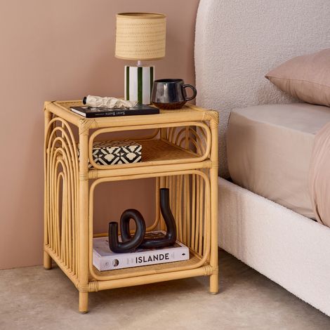 Table de chevet rotin naturel 1 étagère 1 niche L 40 x P 40 x H 50cm - Bandung (1/5)