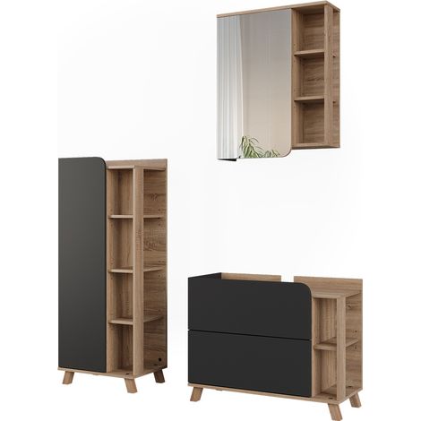 Badmöbel-Set Karen, Anthrazit/Sonoma, 3-teilig, Vicco (1/5)