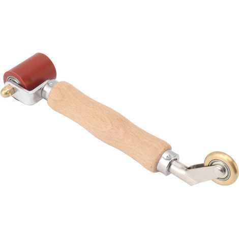 Rouleau de couture en Silicone 40mm, double usage, roue en laiton, poignée en bois, papier peint, rouleau de couture plat pour le soudage PVC TPO rouge (1/5)