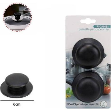 TRADE SHOP - Set 2 Pezzi Pomello Per Coperchi Ricambi Universali Pentole Padelle Manici 66374 -