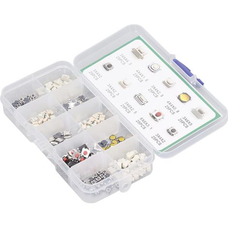 Kit de 250 Boutons-Poussoirs Tactiles Sensibles - 10 Types pour Circuits Électroniques et Prototypage (1/5)