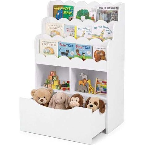 Kids Bookshelf with 5-Tier Storage and Rolling Drawer (1/5)