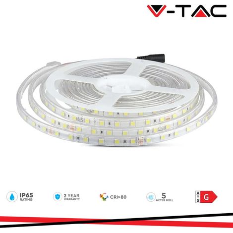 Striscia LED V-TAC SMD5050 24V IP65 5m 10W/m 3000K