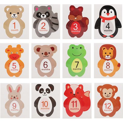 12 autocollants mensuels bébé pour photos souvenirs de 1 à 12 mois, accessoires photo nouveau-né (1/5)