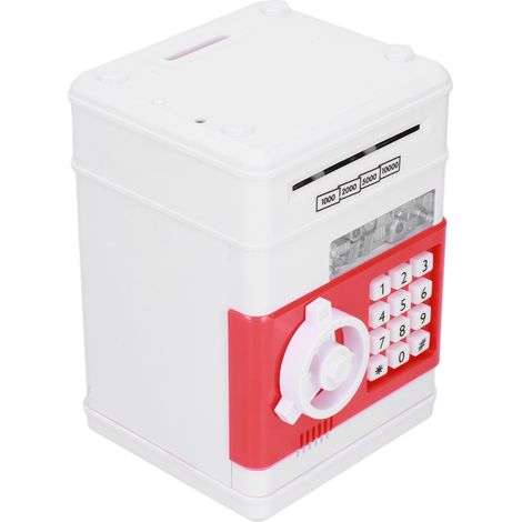 Coffre-fort électronique ATM avec détection de faux billets, tirelire à rouleau automatique, code PIN, rouge, pile non incluse, cadeau d'anniversaire enfant (1/5)