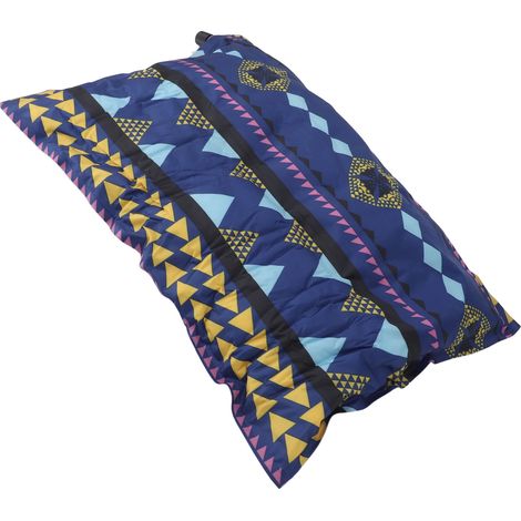 Oreiller gonflable de camping en PVC compressible, léger et coloré, à gonflage automatique, idéal pour les voyages, la randonnée et le trekking (bleu foncé). (1/5)