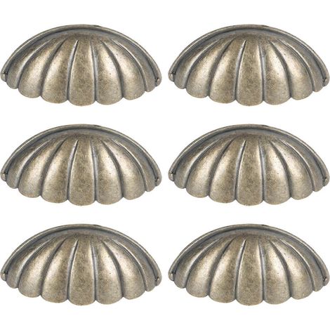 Lot de 6 boutons de tiroir vintage en forme de coquillage, poignées décoratives pour meubles-7.60X3.20X2.10CM