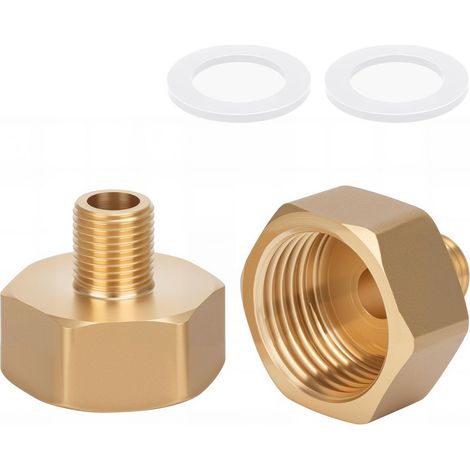 Lot de 2 adaptateurs réducteurs en laiton AG/IG 1/8" mâle vers 1/2" femelle Convertisseur de connexion de tuyau avec joint en caoutchouc pour systèmes eau/gaz/liquide (1/5)