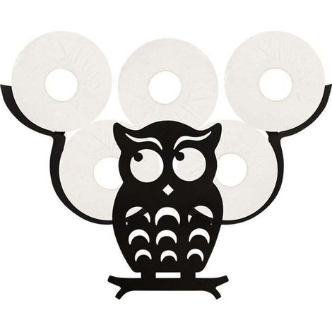 Animal toilet paper holder. Freestanding paper towel holder. Black. Owl (1/4)