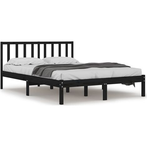 Maison Exclusive - Giroletto Nero in Legno Massello di Pino 140x190 cm (1/5)