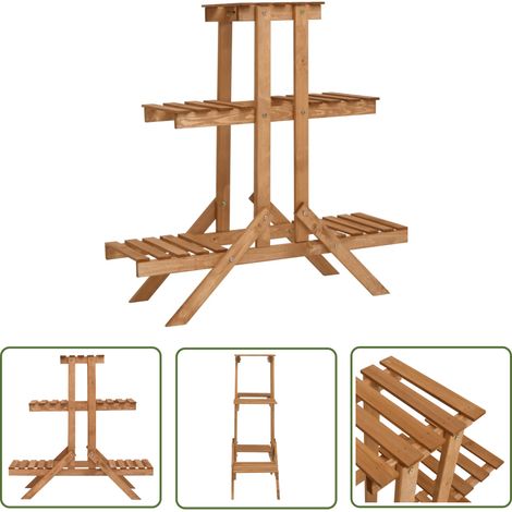 The Living Store Blumenständer 83x25x83 cm Tannenholz - Holzpflanze - Blumenträger - Tannenzapfen - Gartendekoration - Balkonmöbel (1/5)