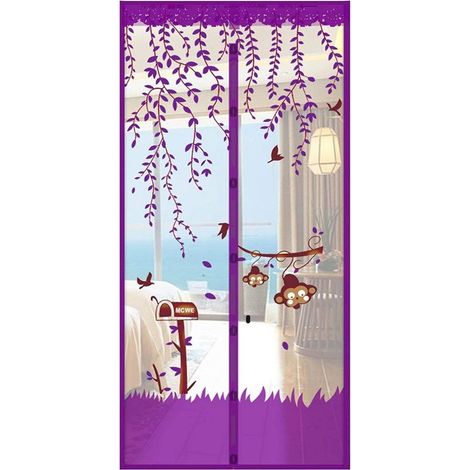Moustiquaire Magnétique Fenêtre Fermeture Auto Violet 100x210cm (1/5)