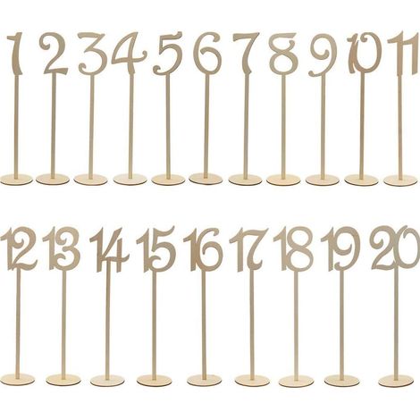 Support Pour Carte De Table En Bois - Numéros De Table 1 À 20 - Pour Mariage Réception Événement - Lot De 20 Pièces