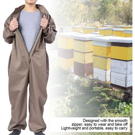 Combinaison apiculture coton avec voile intégré, veste zippée protectrice apiculteur, tenue XXL homme, équipement sécurité récolte miel. (1/5)