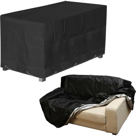 Housse de canapé de jardin imperméable Oxford 210D noire 160 x 100 x 65 cm - Résistante aux UV - Imperméable à la poussière (1/5)