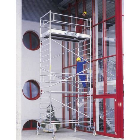 Günzburger Steigtechnik Echafaudage roulant 1,35 x 3 m avec embase roulante et plate-forme double Hauteur de plate-forme 5,45 m - 175535 (1/3)