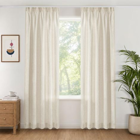 Rideaux Effet Lin Semi-Transparents 140x225 cm Lot de 2,Naturel (1/5)