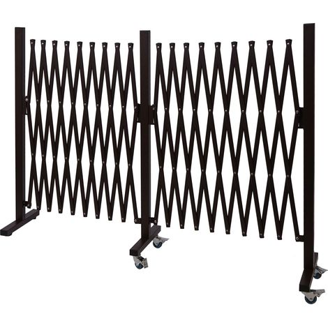 Absperrgitter HHG-978, Zaun Scherengitter Trenngitter, Alu ausziehbar Laufrollen braun Höhe 109cm, Breite 60-530cm (1/5)