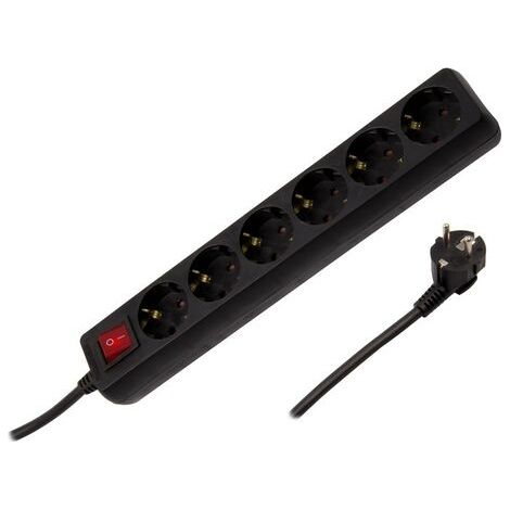 Ciabatta Multipla 6 Prese Tipo F Schuko 1.5m Nero (1/4)