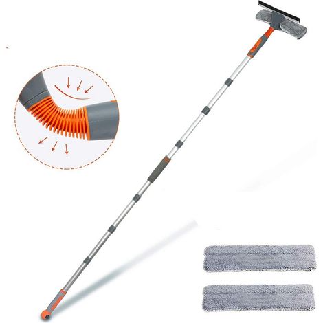 Nettoyeur de fenêtre 2 en 1 avec barre d'extension de 266 cm, lave-vitre télescopique, outils de nettoyage pour vitres hautes en intérieur et en extérieur (1/5)