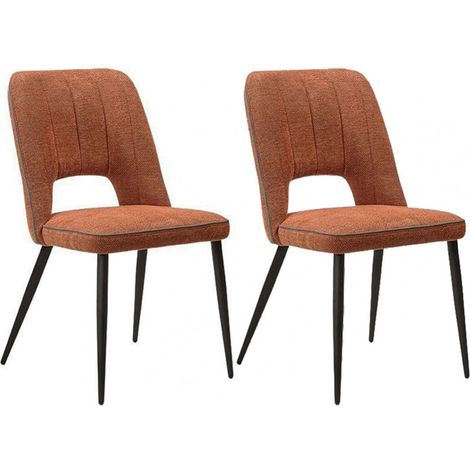 FABRICE - Lot de 2 Chaises Tissu Maille Polyester et Liseré Cuivre Chiné (1/5)