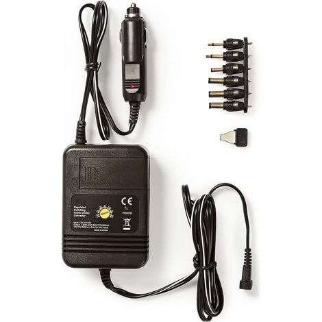 Nedis Universal DC Power Adapter / KFZ-Adapter / 24 W / Eingangsspannung: 12 V DC / 24 V DC / 1.5 / 3 / 4.5 / 6 / 7.5 / 9 / 12 V DC / Universal / Maximaler Ausgangsstrom pro Port: 2.0 A / Schwarz (1/3)
