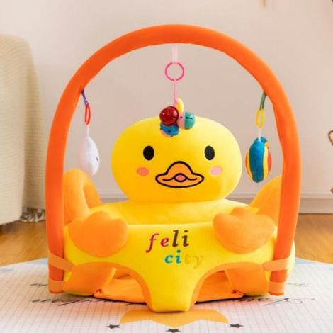 Fauteuil Bébé dès 3 Mois, Chaise d'Apprentissage en peluche Avec Tige de Jeu, Moelleux Siège de Soutien au Sol,Canard (1/5)