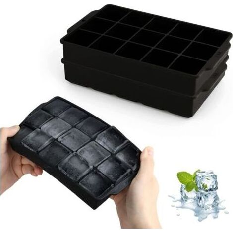 Vassoio per cubetti di ghiaccio, 2 pezzi, 15 scomparti, in silicone, cubetti da 3,5 cm, per cocktail, whisky, frutta (1/4)