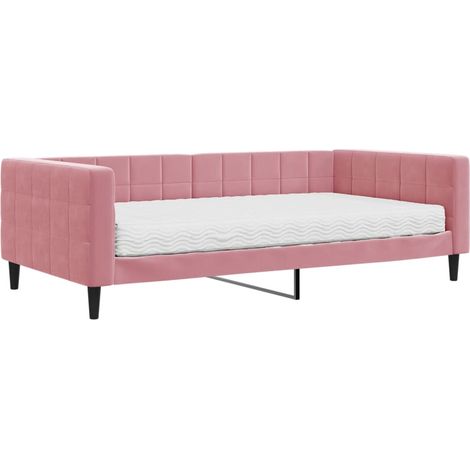 Maison Exclusive - Divano Letto con Materasso Rosa 100x200 cm in Velluto (1/5)
