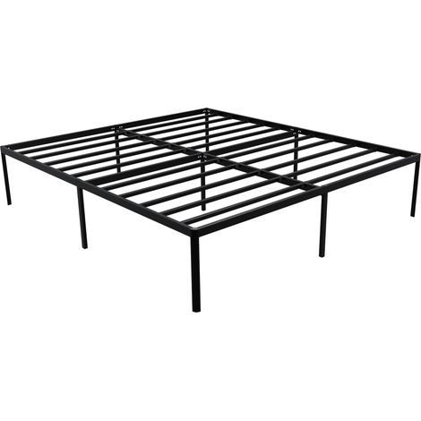 Struttura letto in metallo con rete a doghe integrata 200x180x41 cm metallo nero 100008341