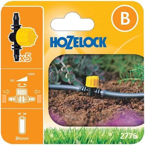 5 x Hozelock 2776 4mm Flow Control Valve For Micro Irrigation With 2772