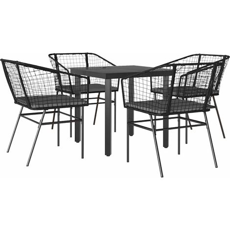 Maison Exclusive - 5-tlg. Garten-Essgruppe mit Kissen Schwarz Pol