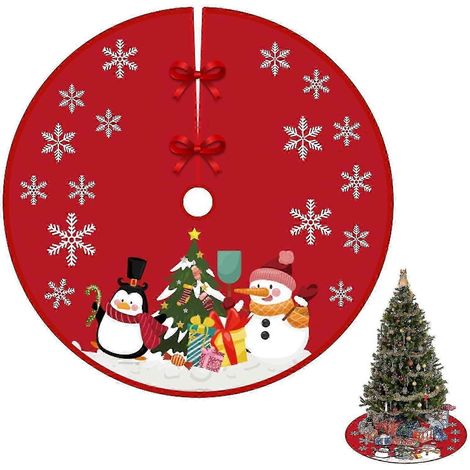 Jupe de sapin de Noël 90 cm, housse décorative pour sapin de Noël, jupe de sapin rouge, jupe de sapin de Noël pour la maison (1/2)