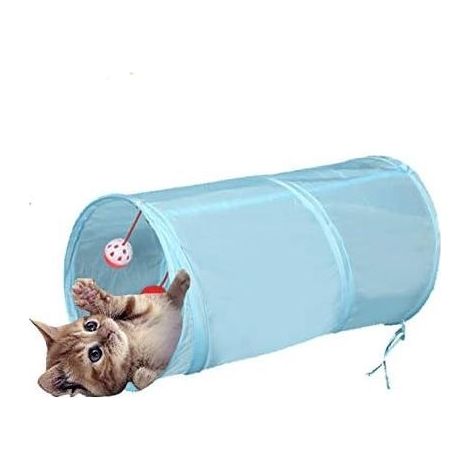 Labyrinthe interactif, pliable et léger à 5 tunnels en tissu bruissant avec pompons et clochettes pour chats, petits lapins, chatons, chiots, furets ou cochons d'Inde (1/5)