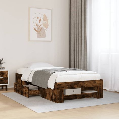 Estructura de cama sin colchón madera roble ahumado 100x200 cm vidaXL (1/5)