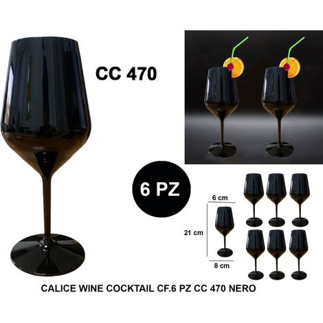 Gold Plast Calice Wine Cocktail 470 Cc Nero