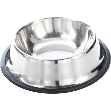 Bol gamelle pour chiens et animaux de compagnie, en acier inoxydable avec cerceau en caoutchouc, résistante et antidérapante pour la nourriture et l'eau des animaux domestiques (1/3)