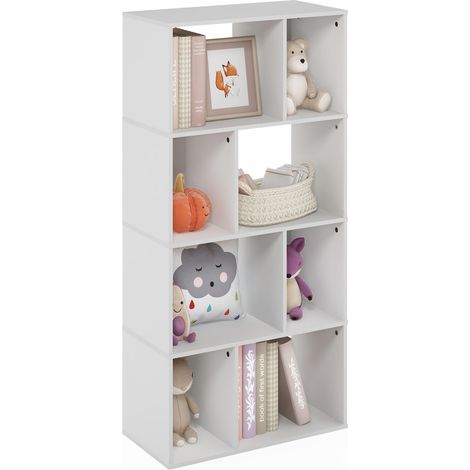 Étagère, Bibliothèque À 8 Cubes, Étagère De Rangement Cubique avec Compartiments Irréguliers, 11,7 X 23,6 X 49 Cm, pour Salon, Chambre, Bureau, Blanc (1/5)