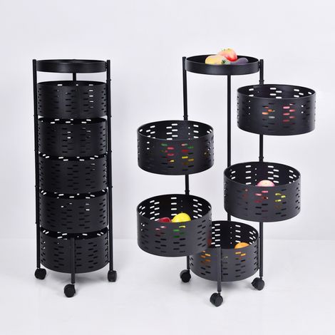Etagere rotative cuisine 5 niveaux Noir mobile pour la maison (1/5)