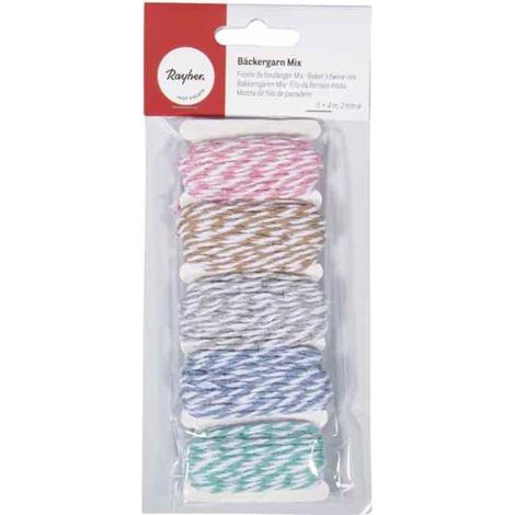 Ficelle de boulanger - RAYHER - Mix - 5 couleurs - 4m - 2mm d'épaisseur