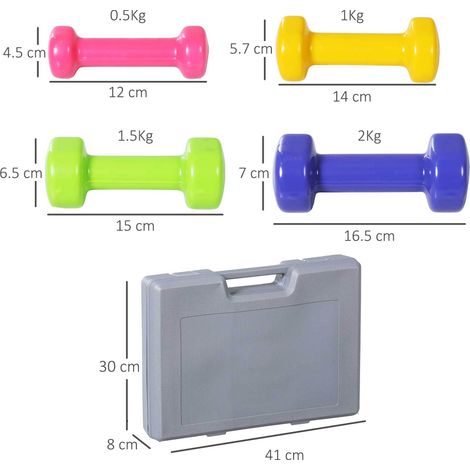 Set di manubri 41x30x8 cm in plastica grigia con valigetta, per casa e palestra – MEUBLIV (1/5)