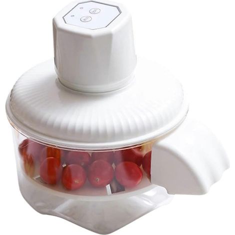 Éplucheur électrique pour tomates cerises et raisins, rechargeable et rapide, idéal pour préparer des salades maison (blanc). (1/5)