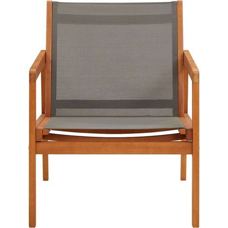 vidaXL Silla de jardín madera maciza de eucalipto y textilene gris (1/2)