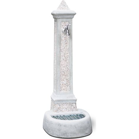 Fontana da Giardino Senza Rubinetto in Cemento Granulato di Marmo Pisa Bianco Rosso e Nero