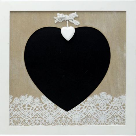 Lavagna legno elegancia cuore quadro cm 30x30x1