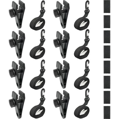 Sangles de Maintien et Pinces pour Enrouleur Bâches Piscine Lot de 8, Accessoires Enrouleur de Couverture Solaire Jeu de Roues de Parasol Sangles de Serrage de Couverture de Piscine (1/5)